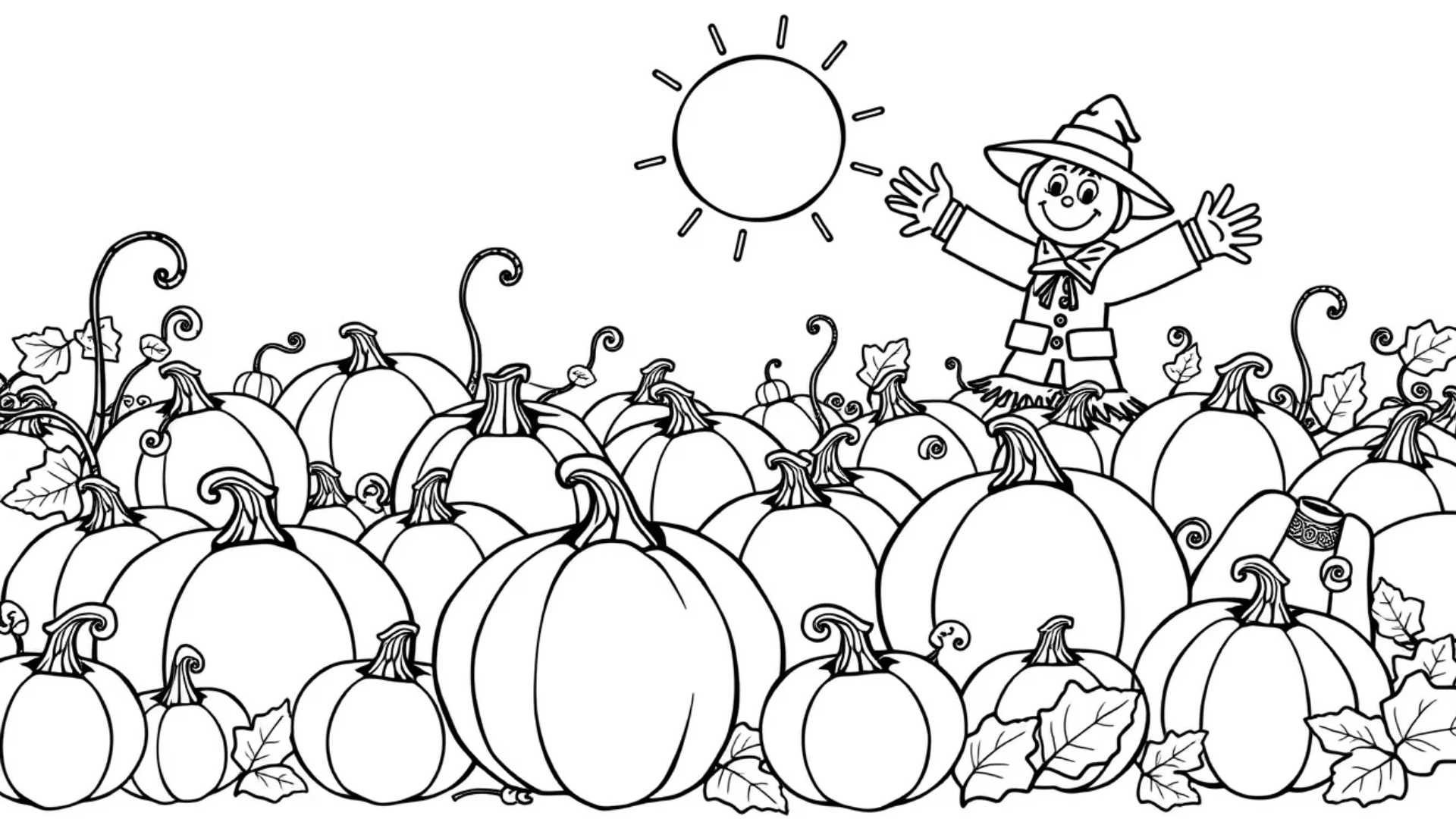 Pumpkin patch with vines