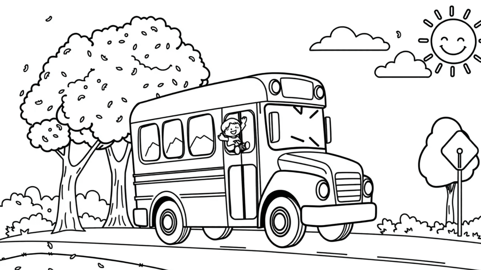 School bus in autumn scenery