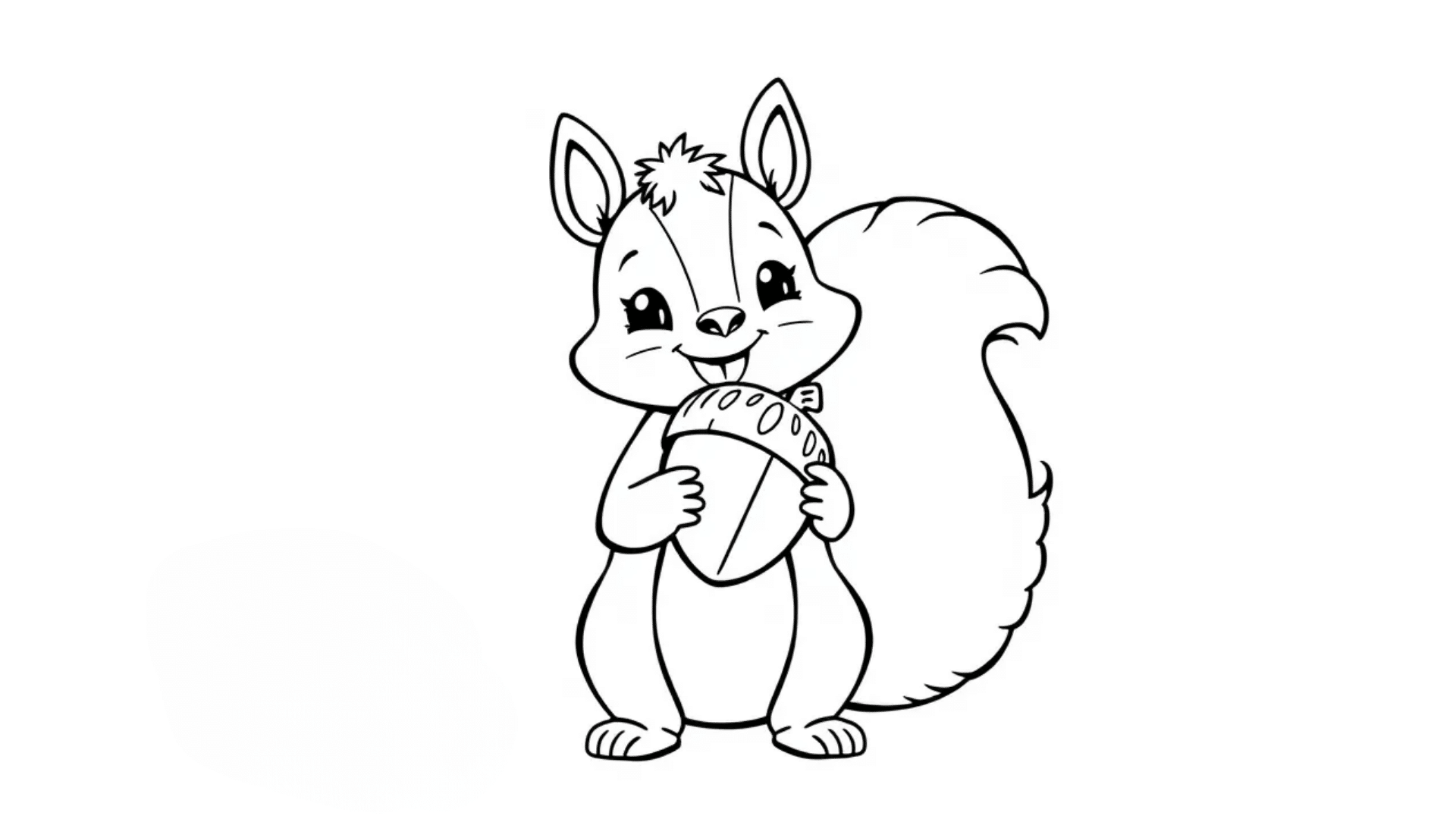 Squirrel holding acorns