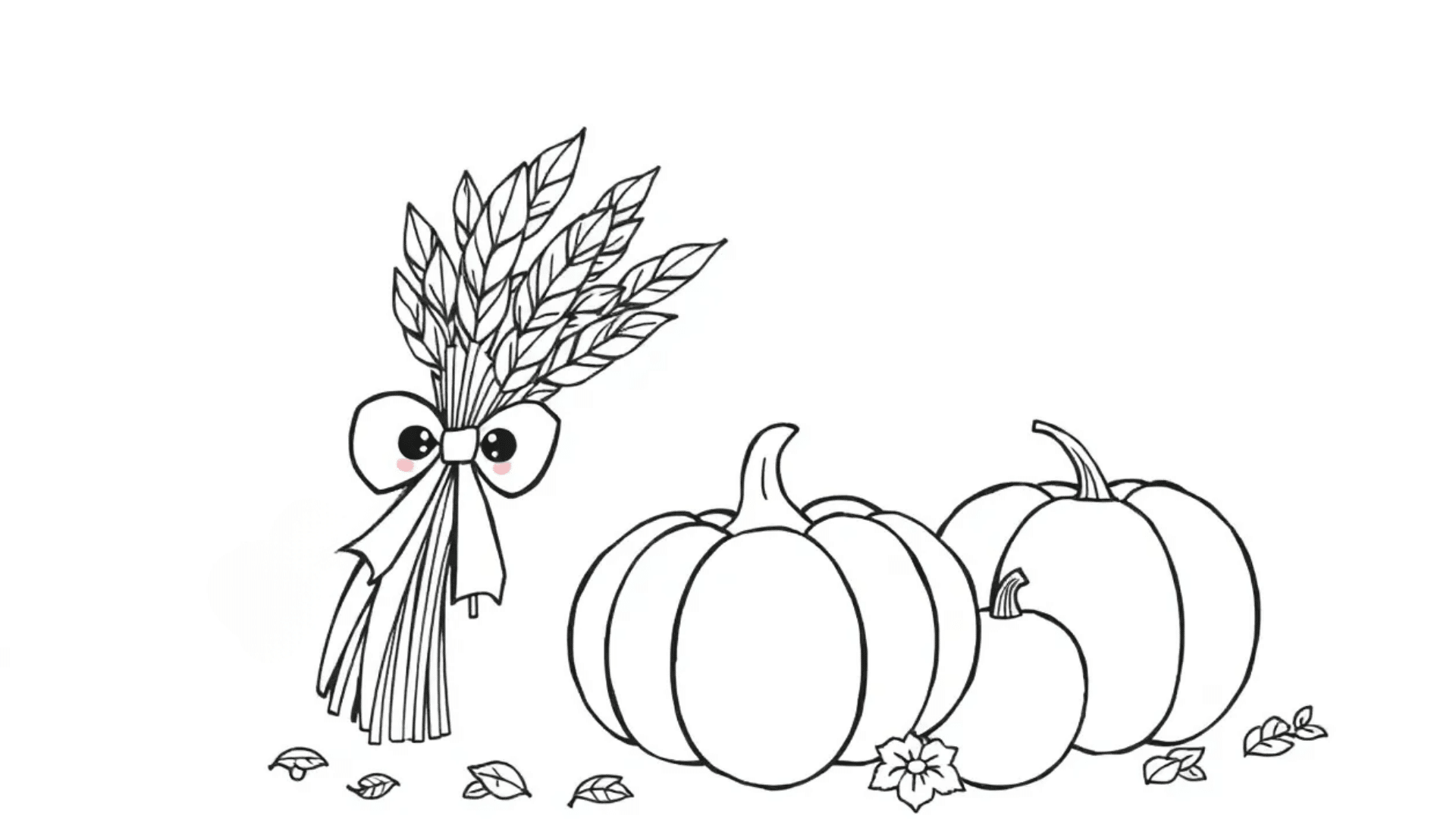 Wheat Bundle and Pumpkin Still Life