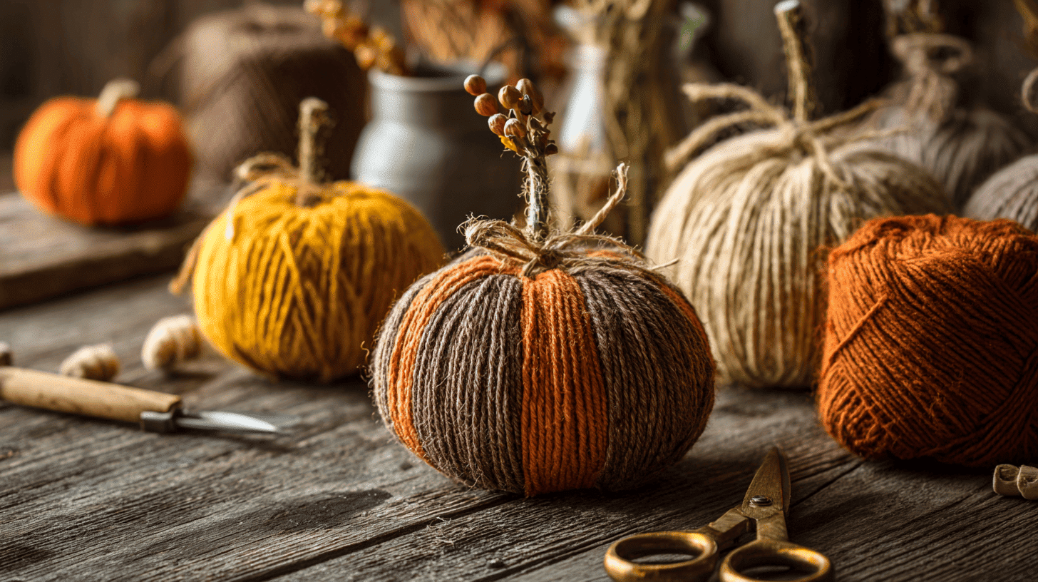 Yarn Wrapped Mini Pumpkins Fall Craft