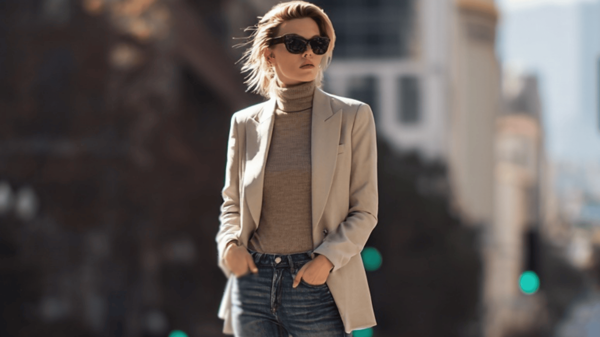 blazer over turtle neck