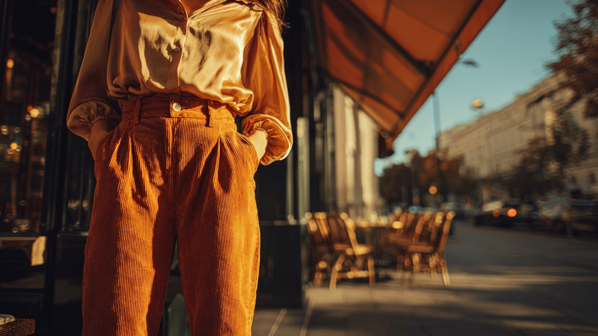 courdoy pants with blouse