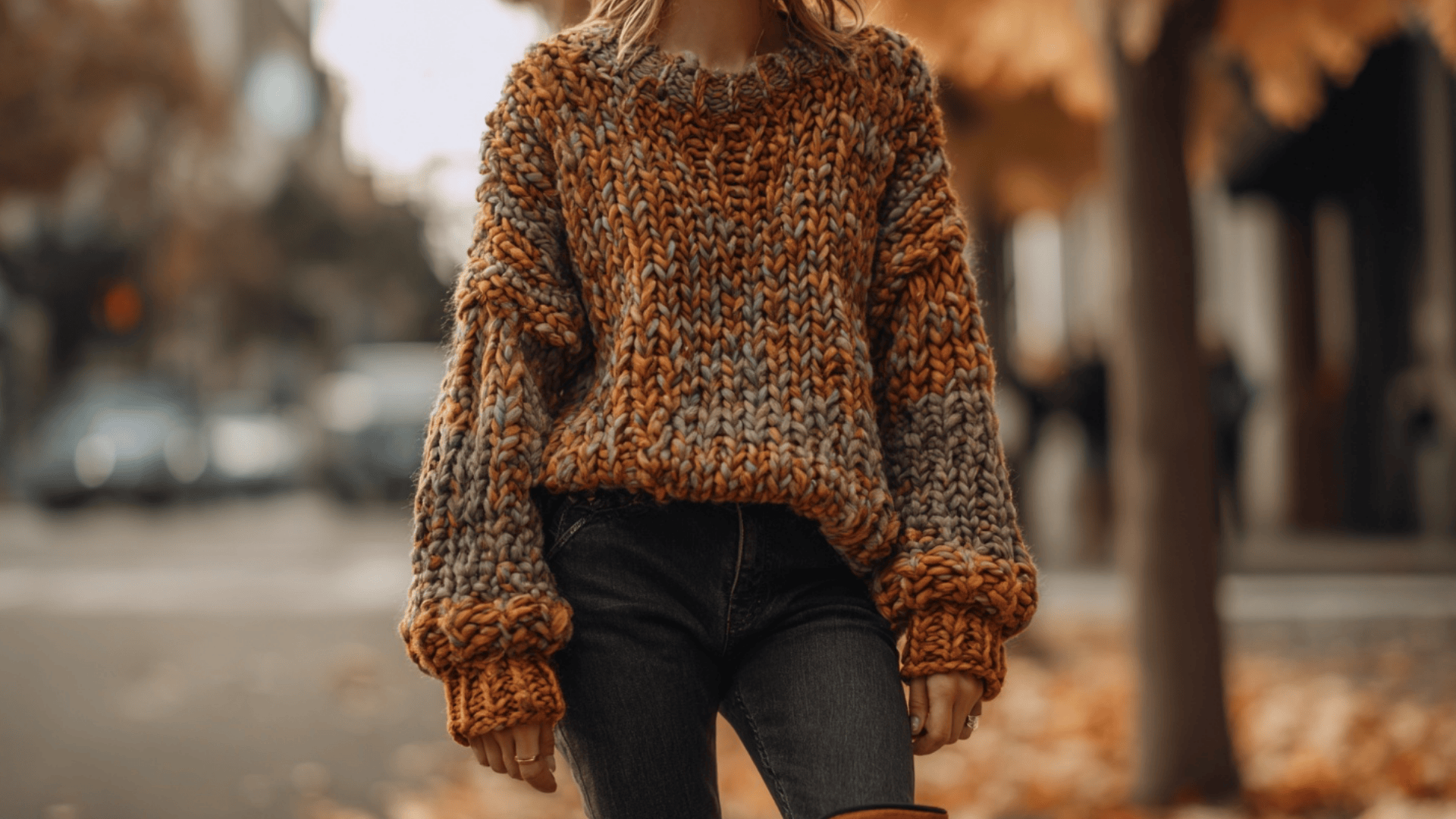 knit sweater and jeans