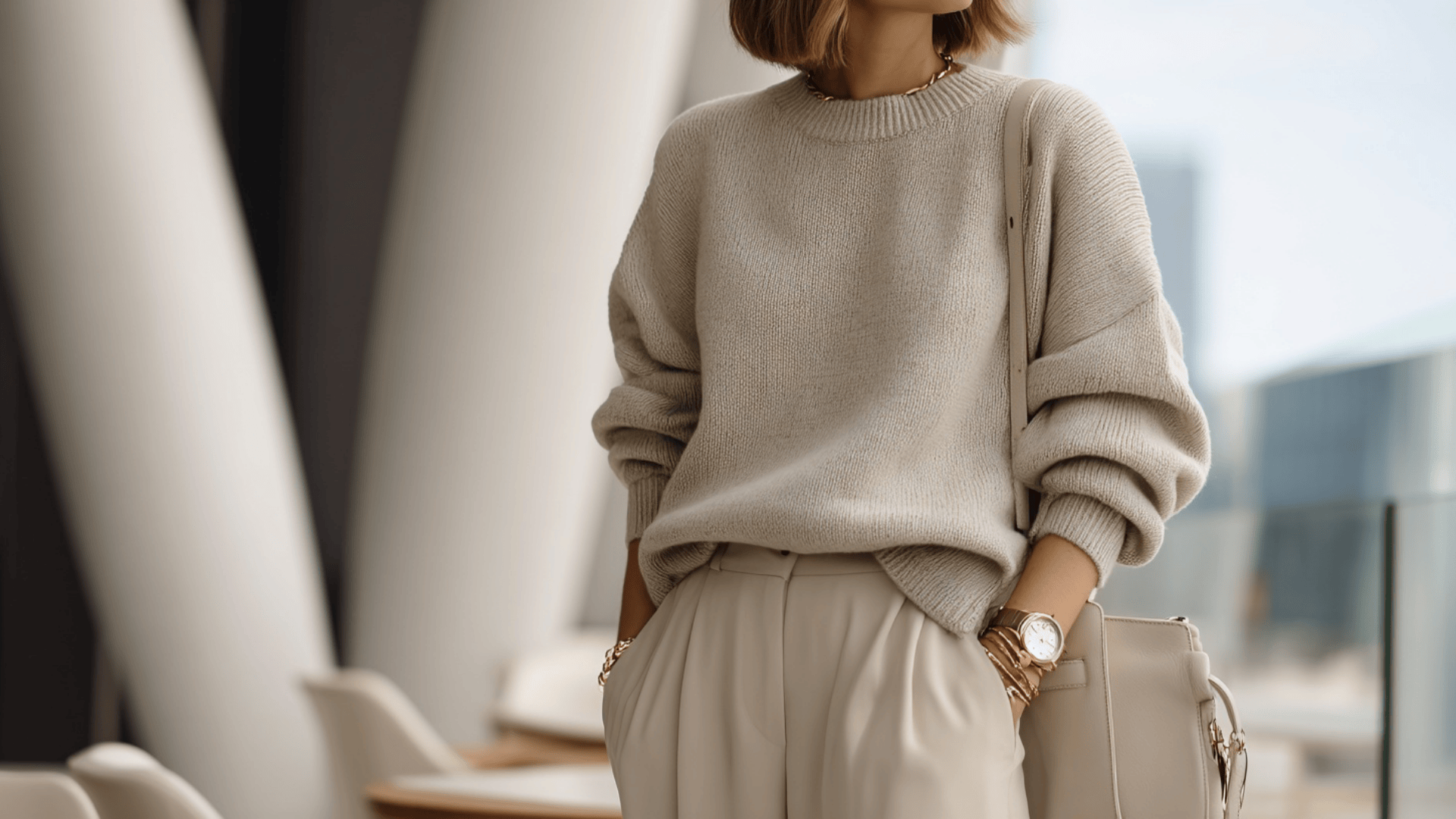 monochrome beige ensemble